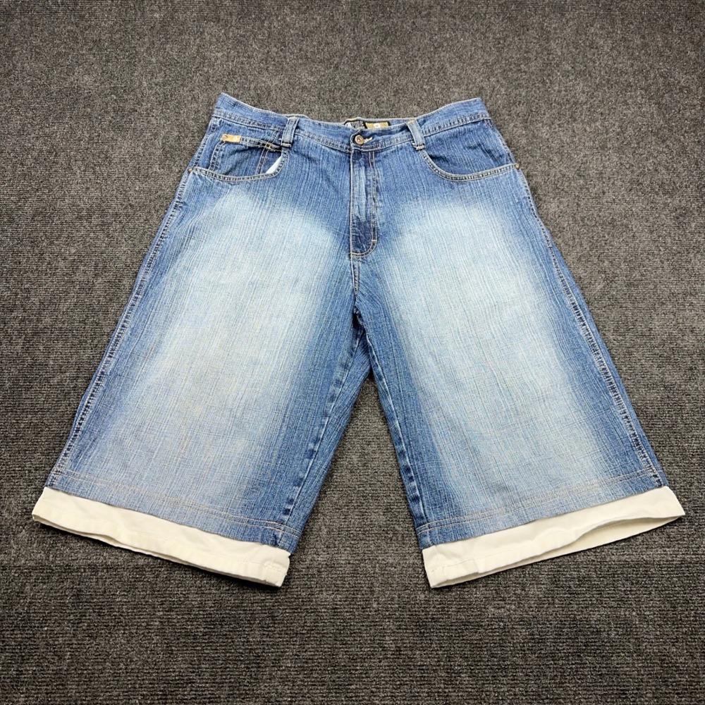 Southpole Mens Baggy Denim Shorts Light Wash Y2K Streetwear Size 36 RN82628